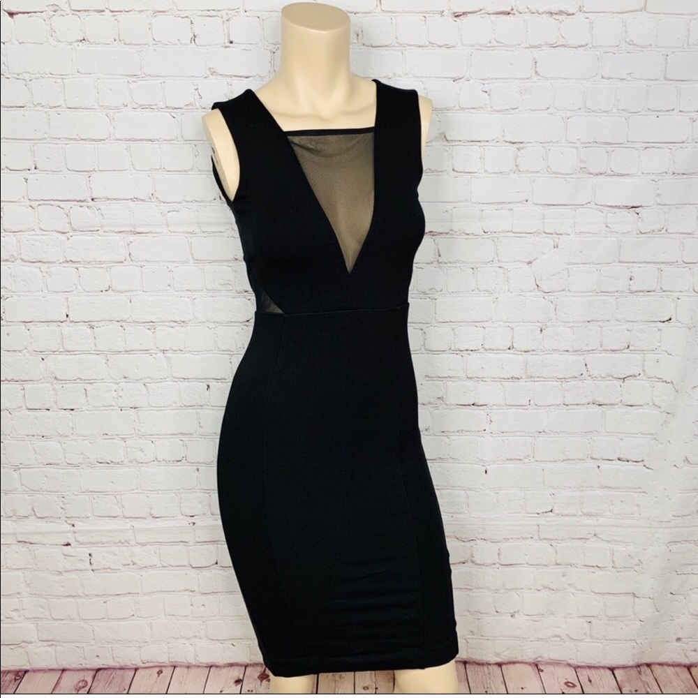 French connection black mesh cutout party dress
